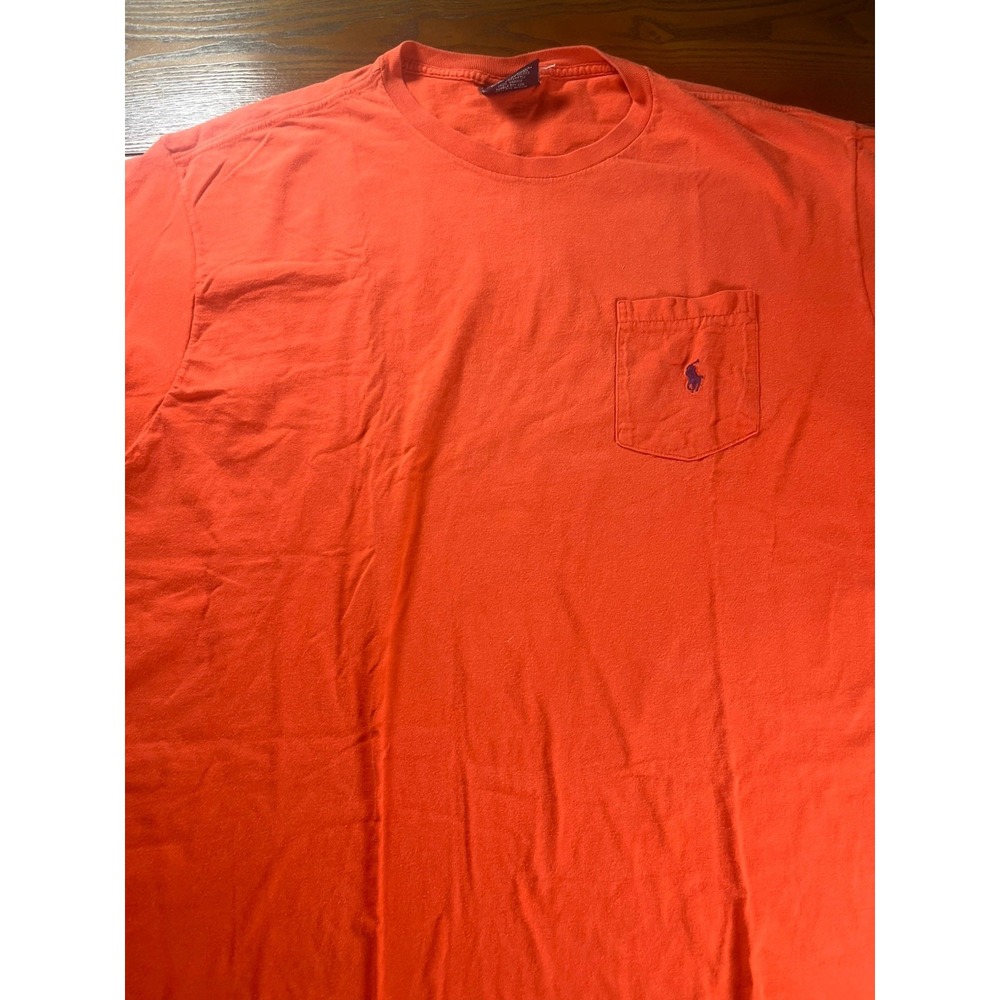 Vintage Polo Ralph Lauren T Shirt Mens Large Orange Pony Pocket Tee Y2K 90s